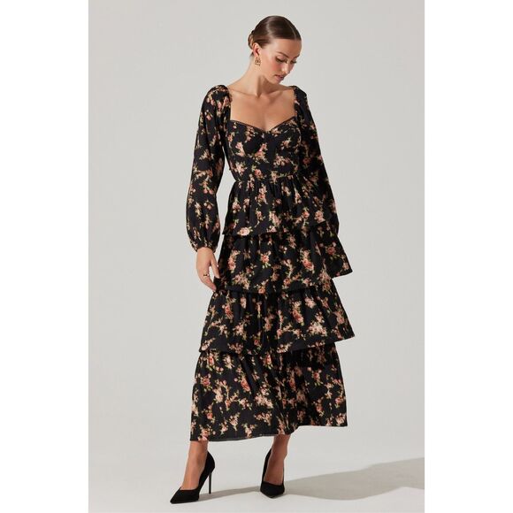 ASTR THE LABEL Aumie Tiered Floral Maxi Dress SIZE M $208 - Picture 3 of 11